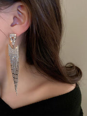 Angular Inlay Diamond Tassel Earrings