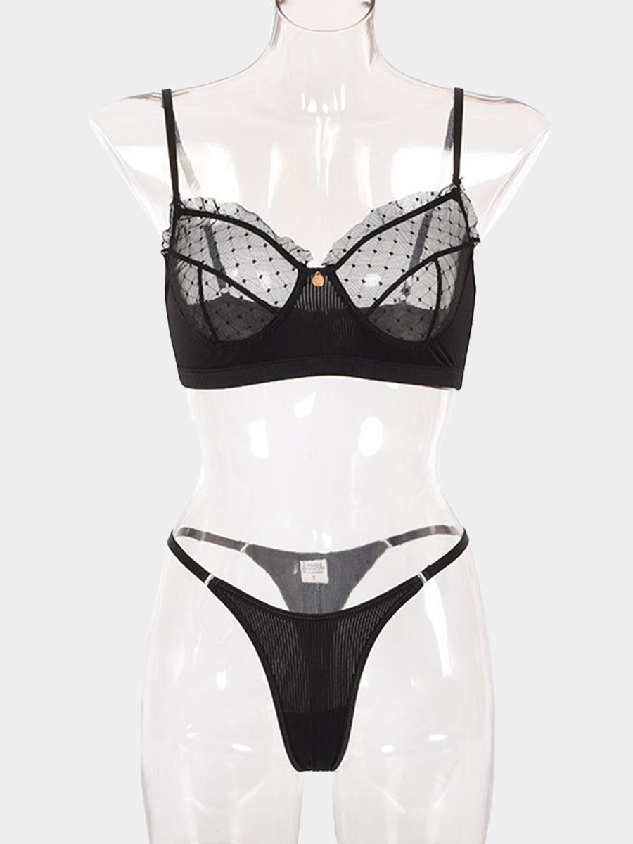 Lace Underwire Mesh Sexy Lingerie Set