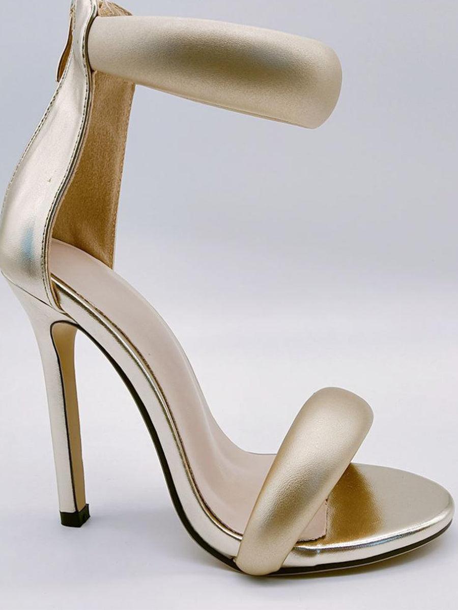 Simple One-Strap Gold Stiletto High Heels