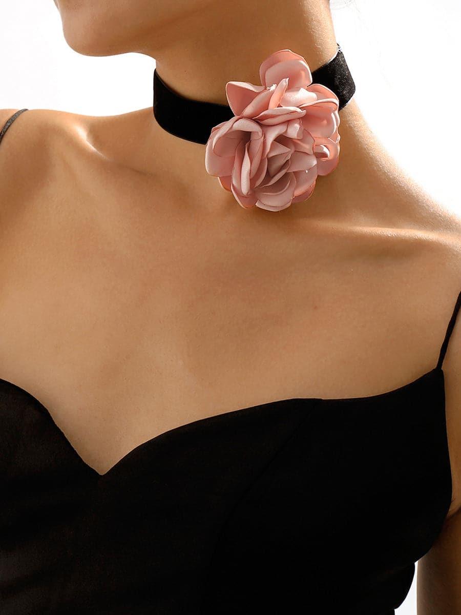Serving Chic Style Rosette Flower Choker Necklace