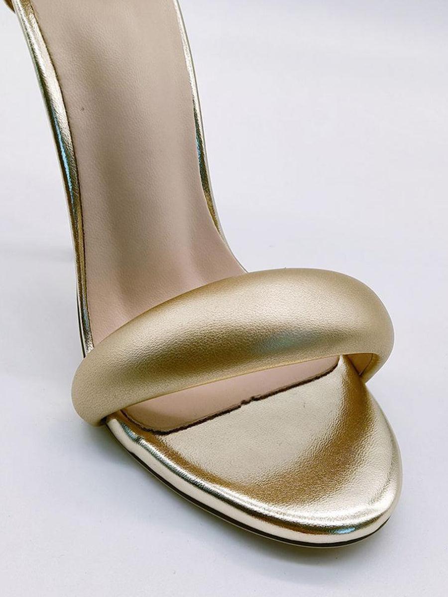 Simple One-Strap Gold Stiletto High Heels