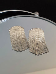 Ruched Curved Tassel Stud Earrings