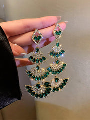 925 Silver Pin Stone Fan Earrings