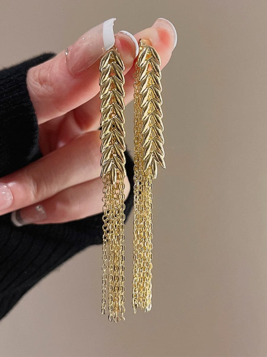 Silver Needle Tassel Earrings