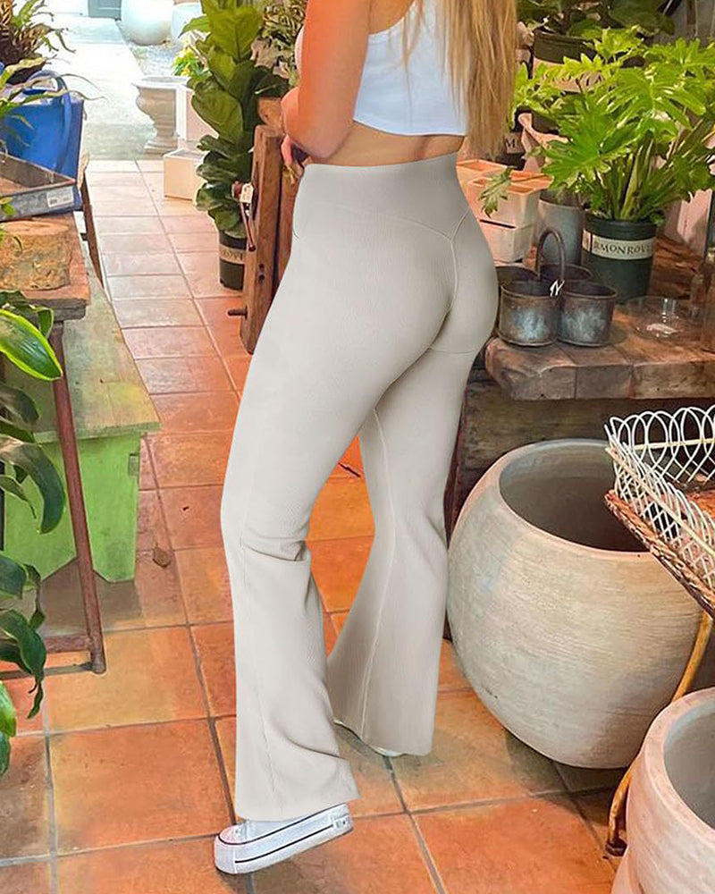 High-waisted Crossover Micro Flare Pants