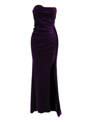 Strapless Velvet Maxi Prom Dress