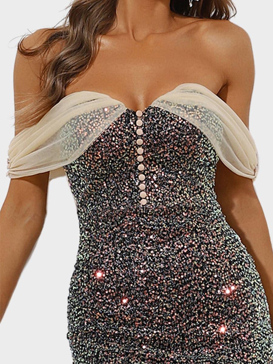 Elegant Sequin Off-Shoulder Mermaid Gown