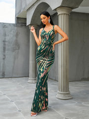 Spaghetti V-Neck Sleeveless Green Dress