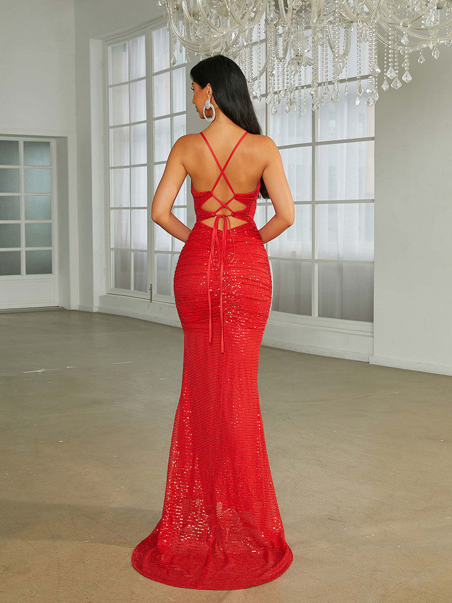 Open Back Cutout Red Prom Dress RA60004