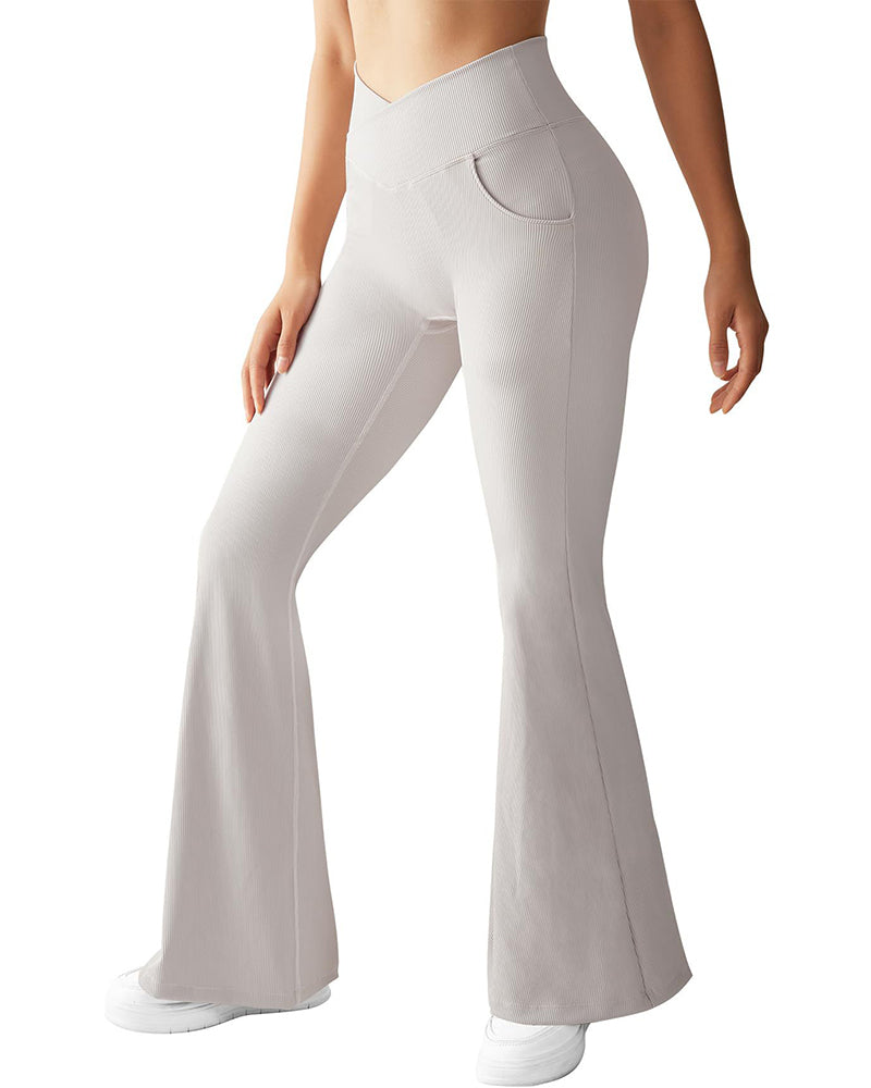 High-waisted Crossover Micro Flare Pants