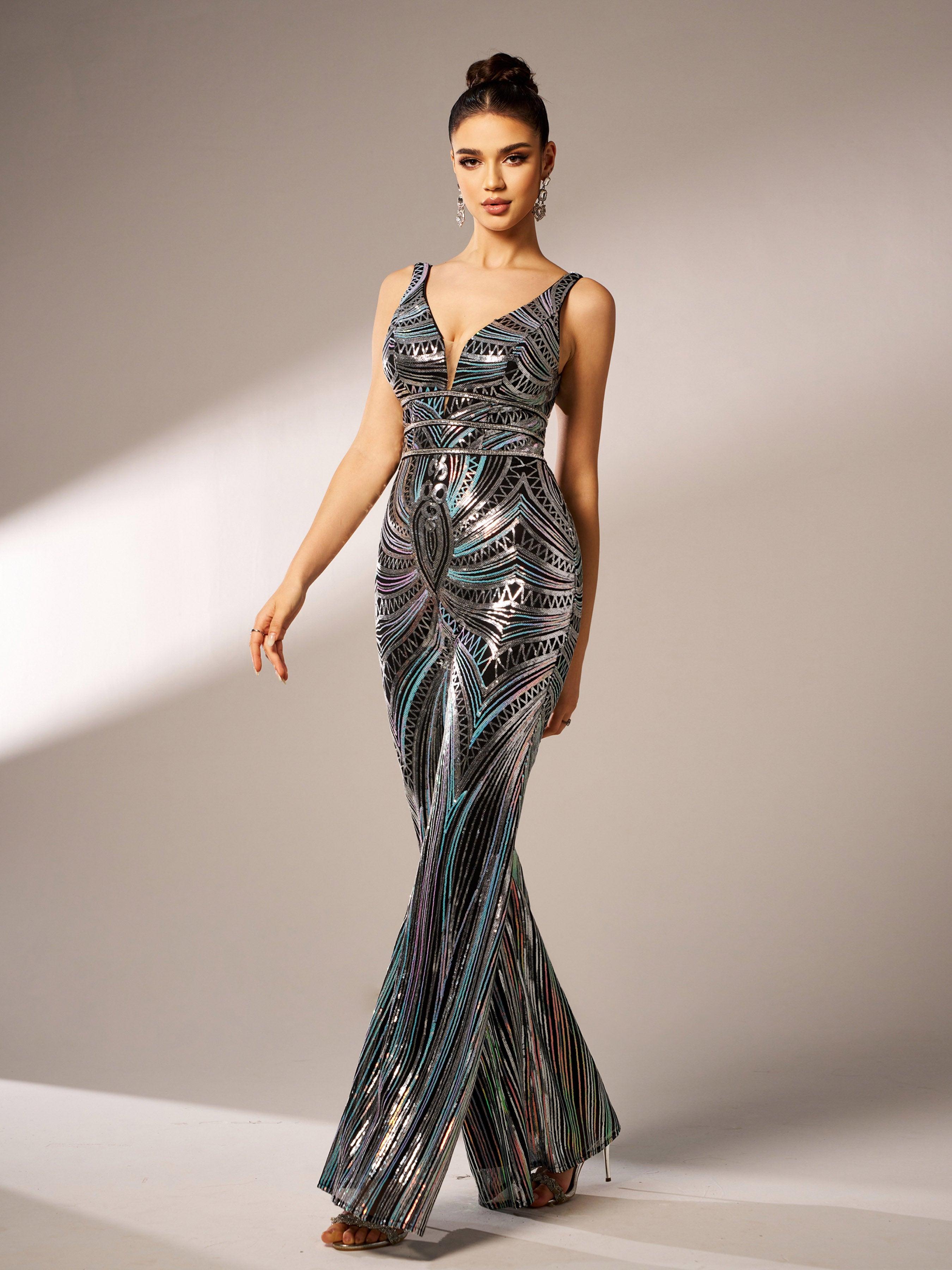 Sleeveless Cutout Sequin Jumpsuits