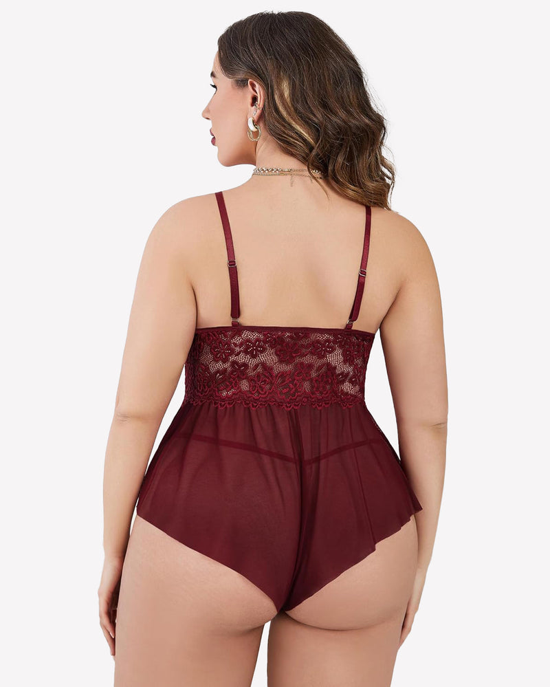 Plus Size Lingerie Lace Bodysuit