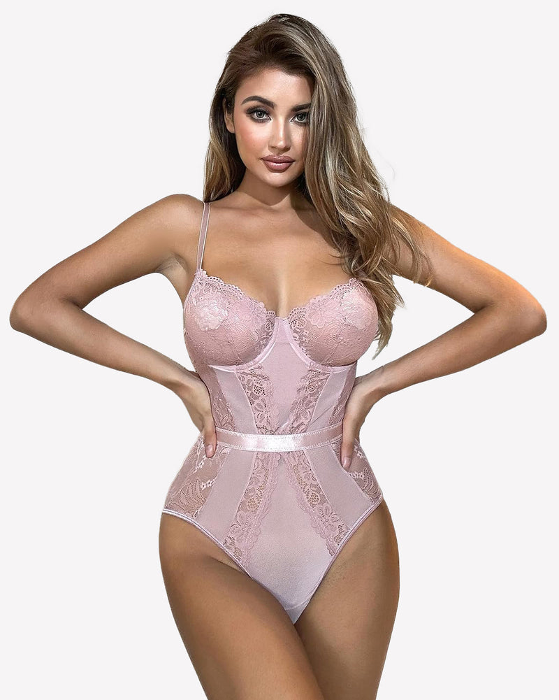 Underwire Bodysuit Lace Snap Crotch Teddy