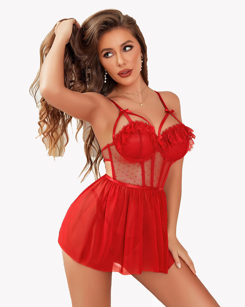 Mesh Chemise Lace Push Up Nightgown