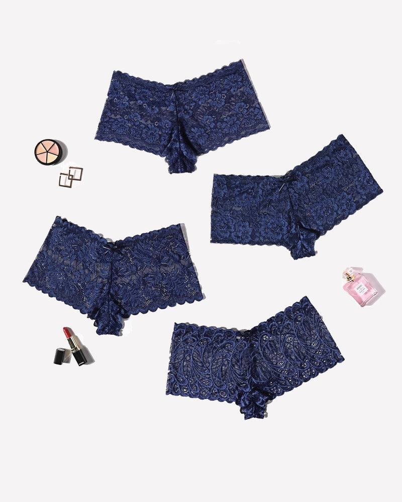 4 Pcs FLace Panties Mid-rise Panty