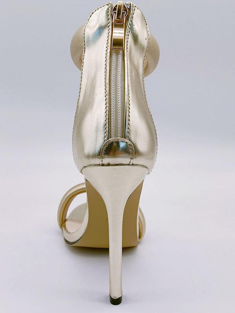 Simple One-Strap Gold Stiletto High Heels