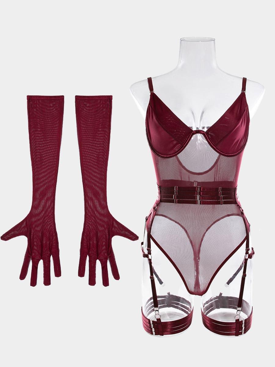 Bandage Burgundy Teddy 3 Piece Set