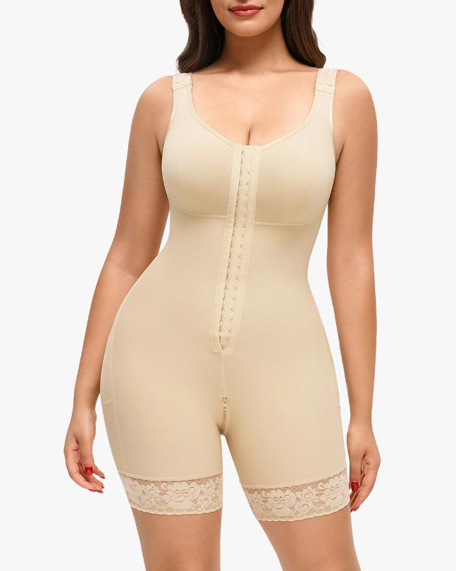 Wide Straps Hourglass Tummy-Sculpt Hook Eye Body Shaper