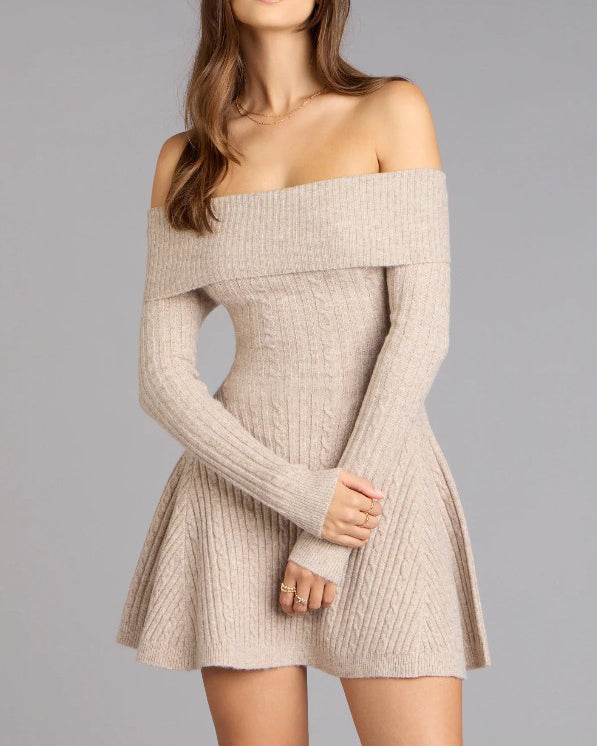 Knitted Off-Shoulder Slim-Fit Dress