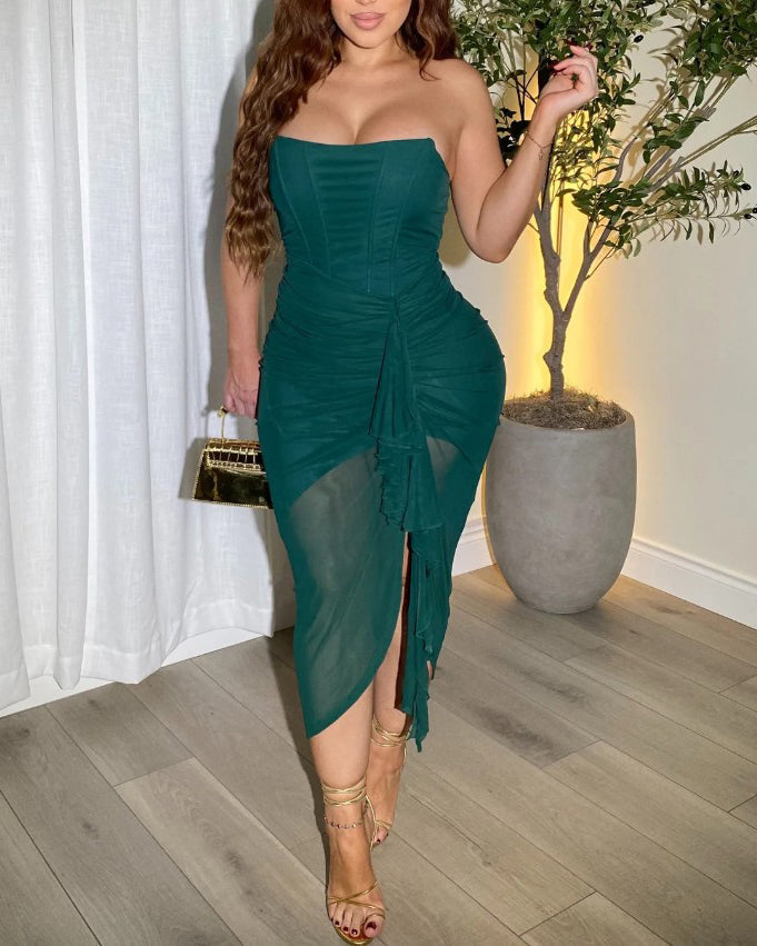 Bandeau Mesh Slimming Dress