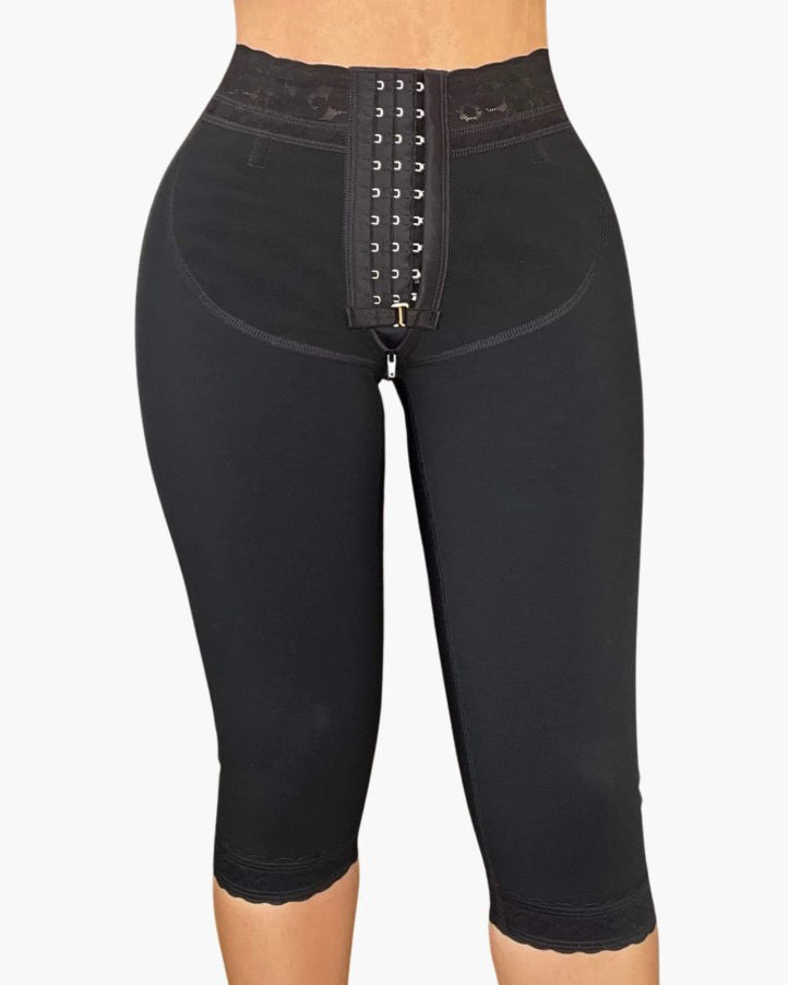Lace-Trimmed Hip-Lifting Mid-Length Shaping Pants