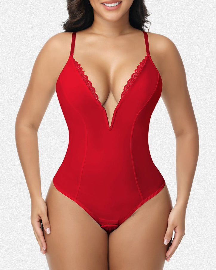 Deep V Plunge Tummy Control Slimming Bodysuit