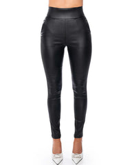 Back-Zip Leather Hip-Lift Leggings