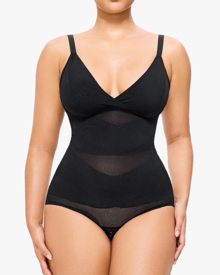 Sheer Mesh Slimming Thong Bodysuit