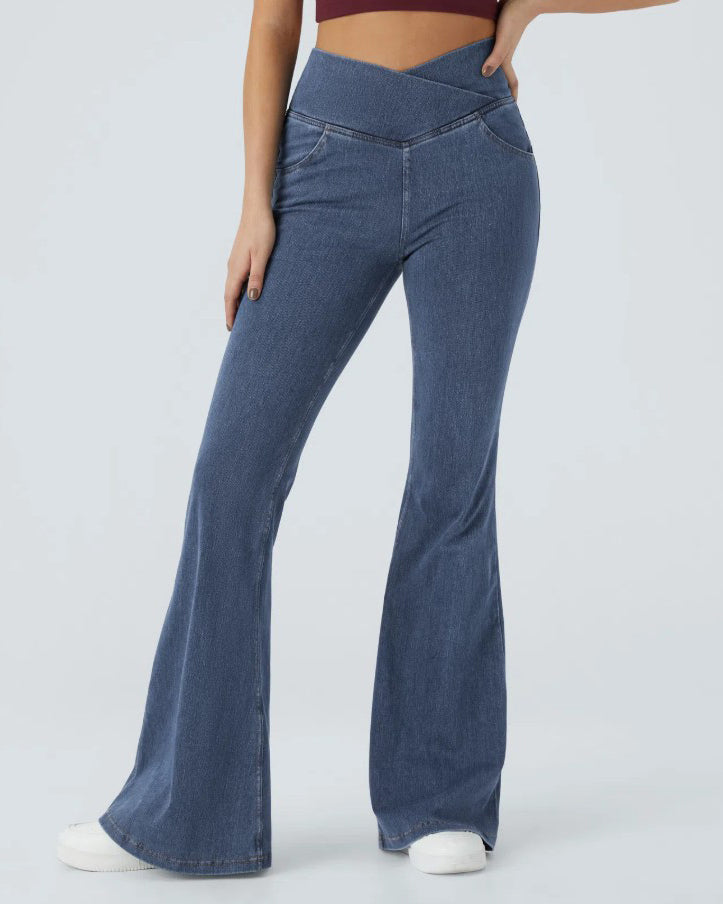 High-Stretch Slimming-Fit Flared Jeans