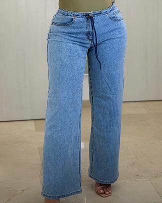 Tie Up Slim-Fit Jeans