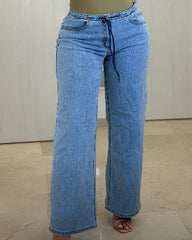 Tie Up Slim-Fit Jeans