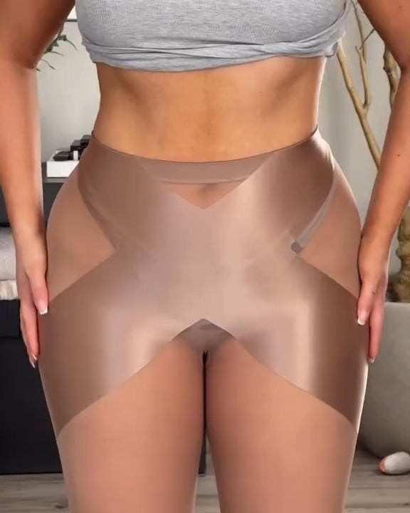 Sheer Mesh Butt Lifter Mid-Length Leggings