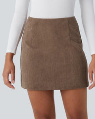 Corduroy Slimming Built In Shorts Skirt