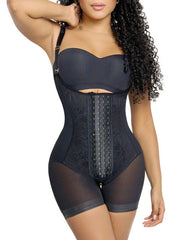 Tummy-Control Lace Hook-and-Eye Body Shaper