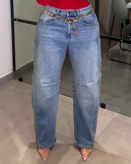 High Waist Slim Fit Harem Jeans