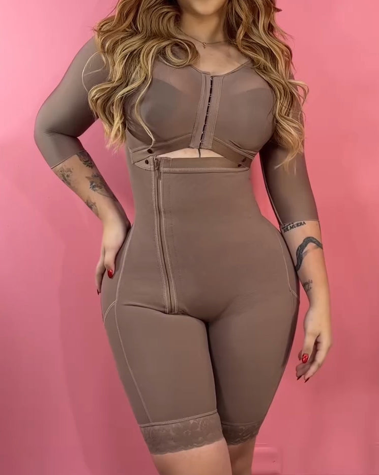 Long-Sleeved Side Zipper Mid-Length Slimming Shapewear