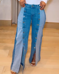 Wide-Leg Double-Breasted Jeans