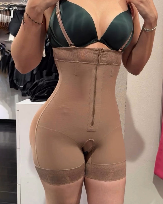 Front Zipper Strapless Body Shaper