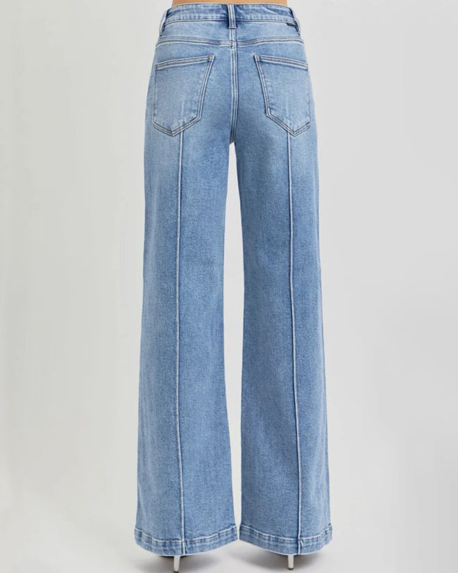 High-Waisted Slimming Wide-Leg Jeans