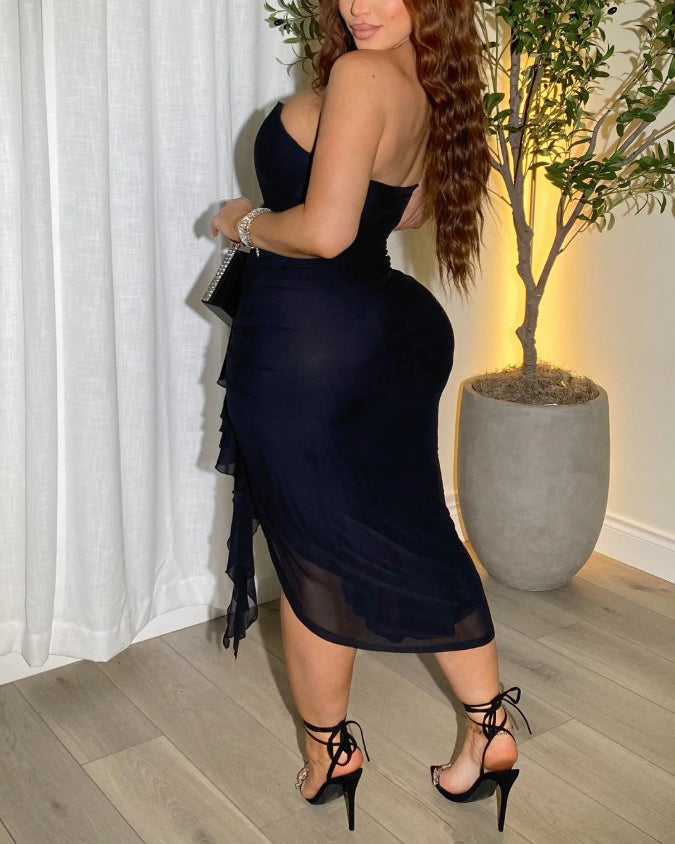 Bandeau Mesh Slimming Dress