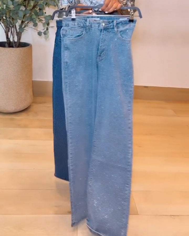 Rhinestone-Studded Sparkly Jeans