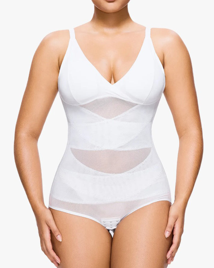 Sheer Mesh Slimming Thong Bodysuit