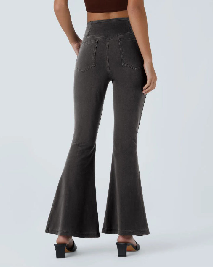 High-Stretch Slimming-Fit Flared Jeans