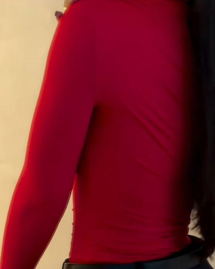 Mesh Ruched Long Sleeve Top