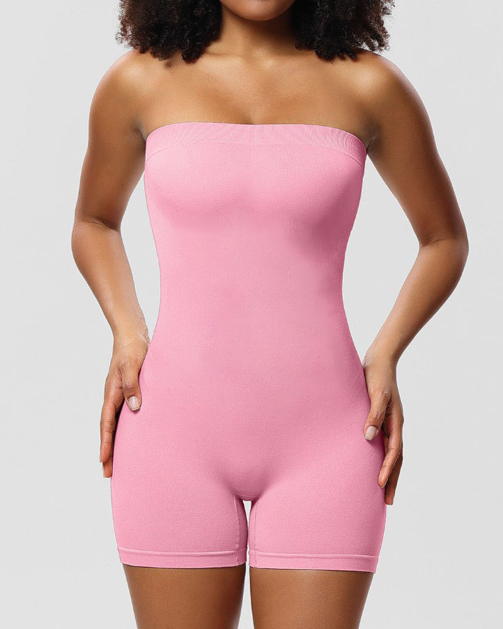 Bandeau Ribbed Slimming Shapewear Romper