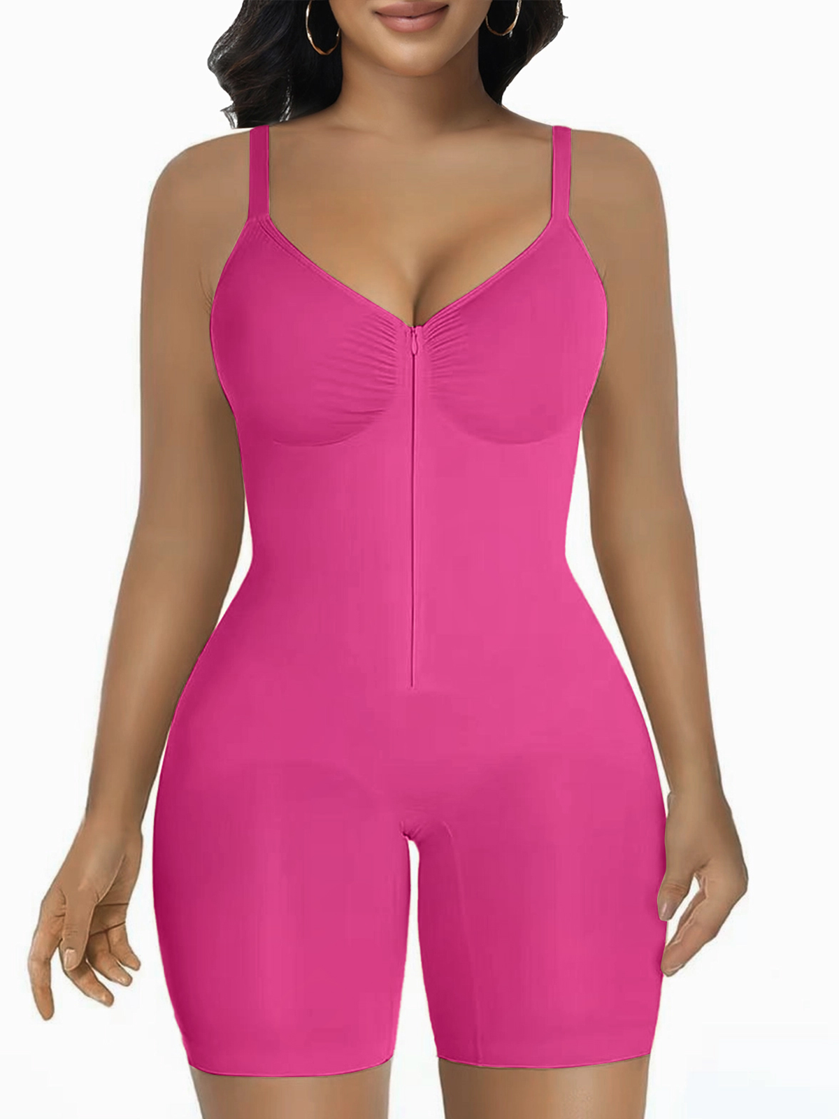 High Elastic Zipper Adjustable Straps Breathable Mesh Design Tummy Control Body Shaper