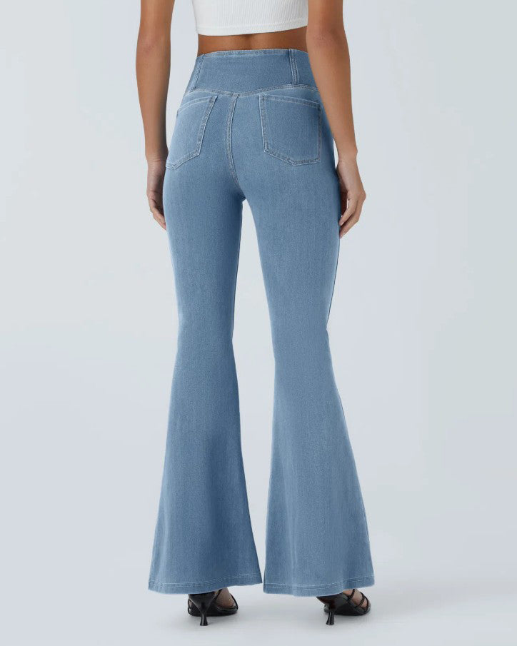 High-Stretch Slimming-Fit Flared Jeans