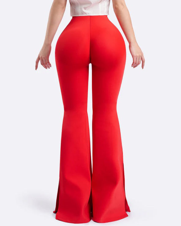 High Waist Side Slit Hip Lift Flared Yoga Pants