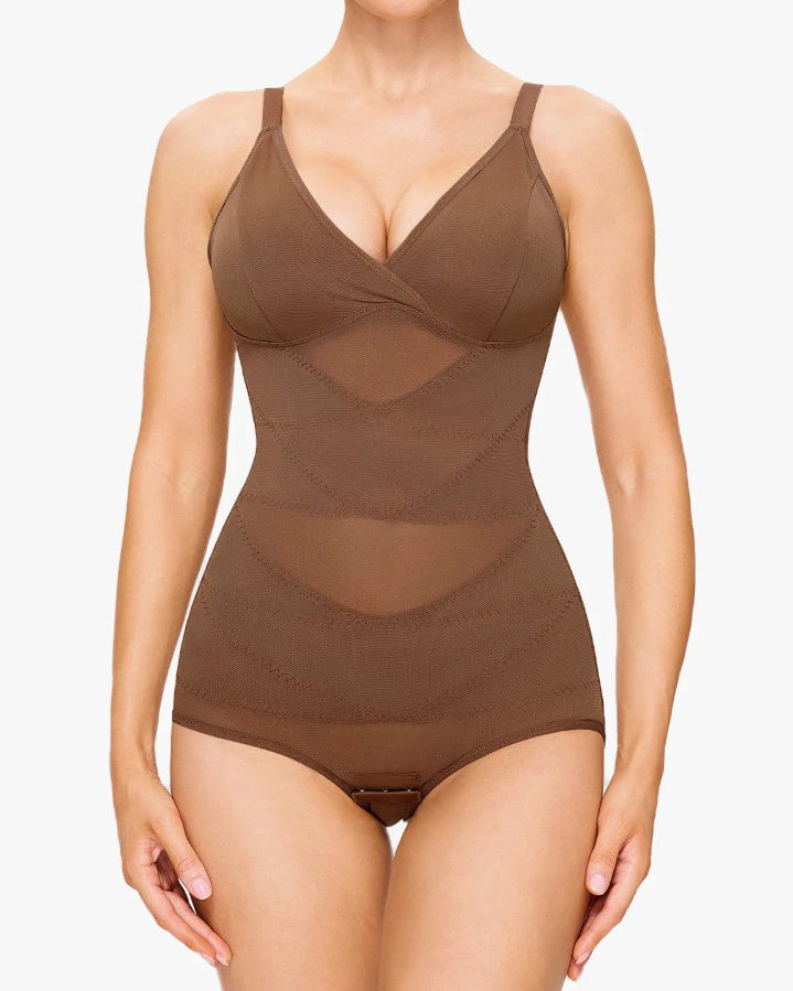 Sheer Mesh Slimming Thong Bodysuit
