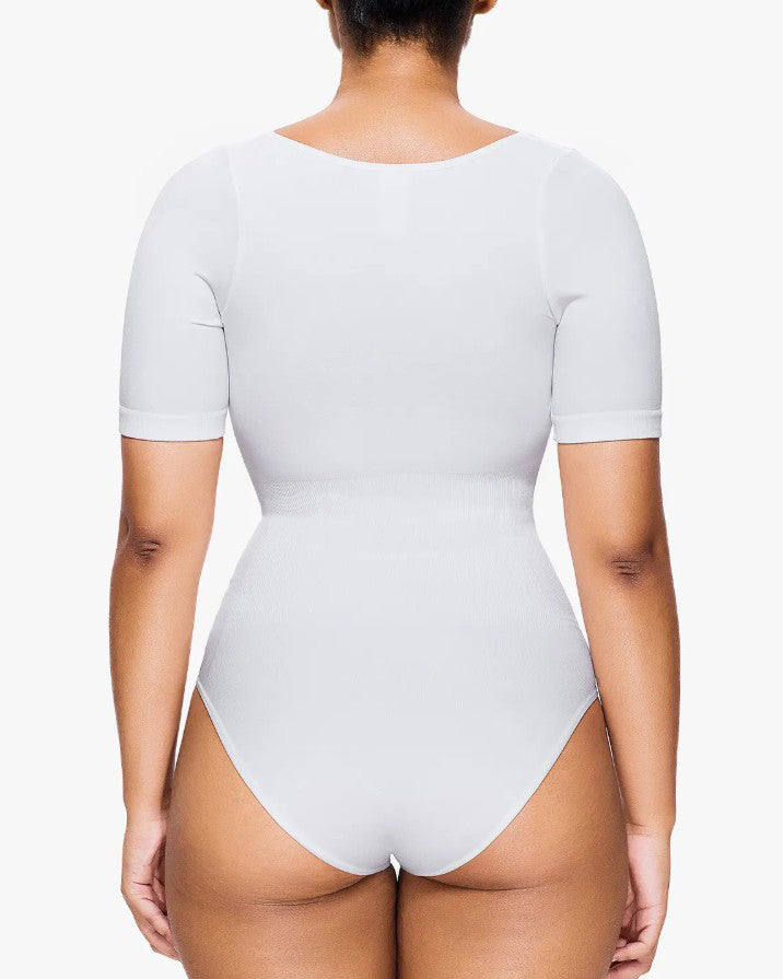 Round Neck Short Sleeve Slimming Shaping Thong Bodysuit